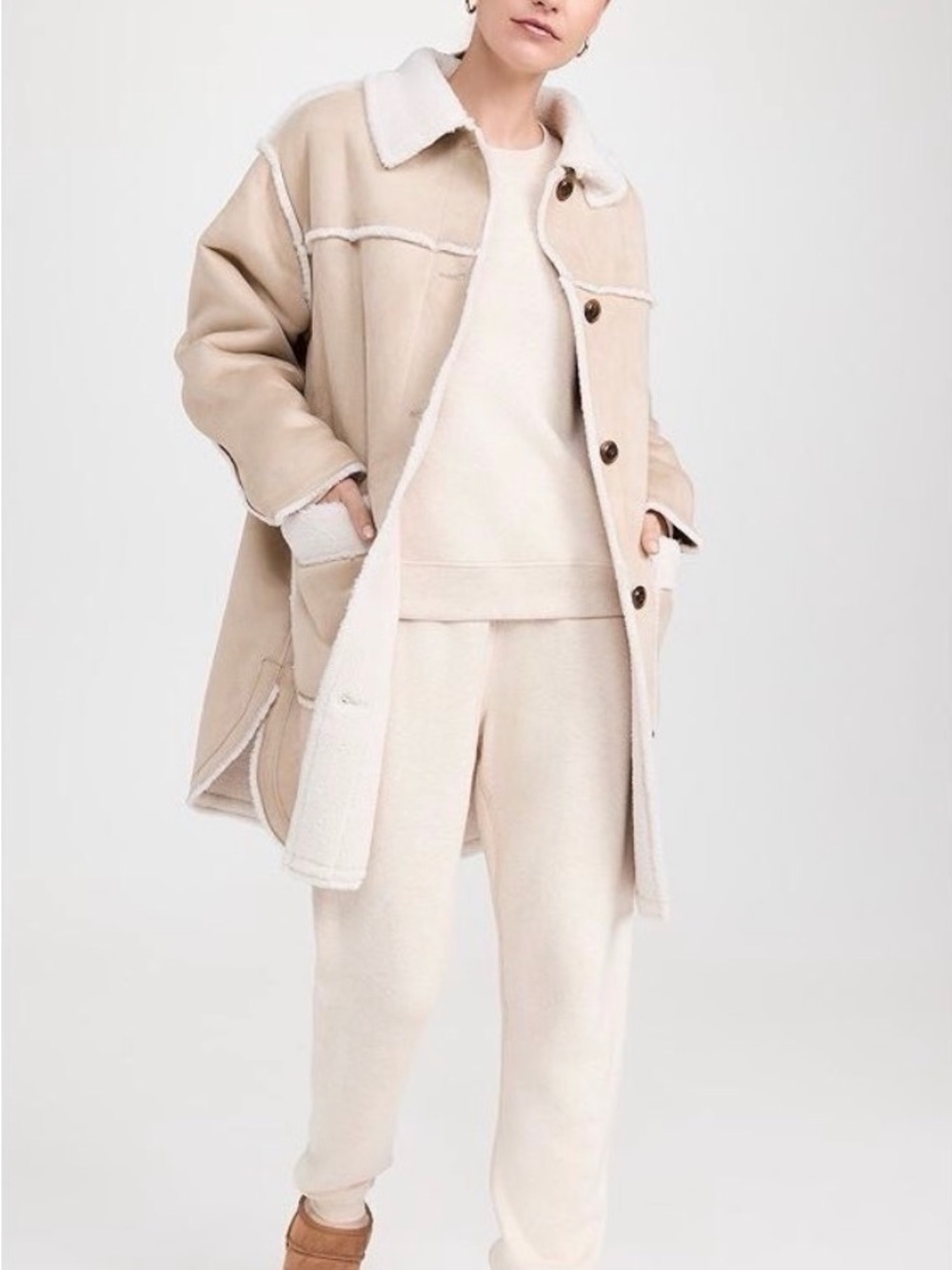 UGG Takara Cream Sherpa LuxeFluff Mid Jacket oversized. NWT